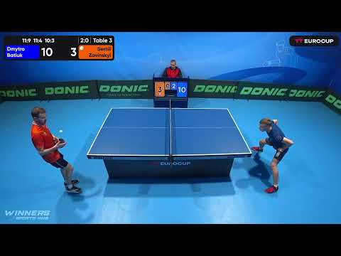 15:30 Dmytro Batiuk 3-0 Serhii Zavinskyi 25.04.2023 TT Euro.Cup Ukraine Professional. Table 3