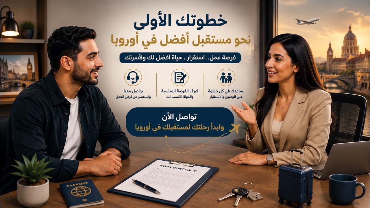 نساعدك علي تحقيق حلمك في الحصول علي عقد عمل في اوروبا 