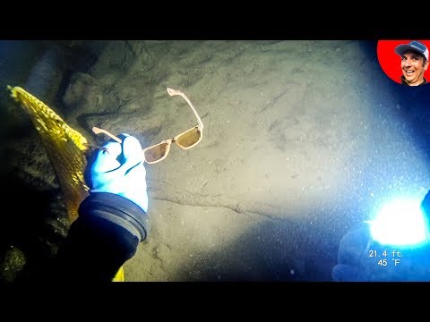 Scuba Diving at Night in Lake for Lost Valuables! *Snowing* Video