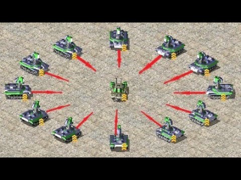 Apocalypse surrounded by Prism Tanks🎮how many can he kill? - Red Alert 2