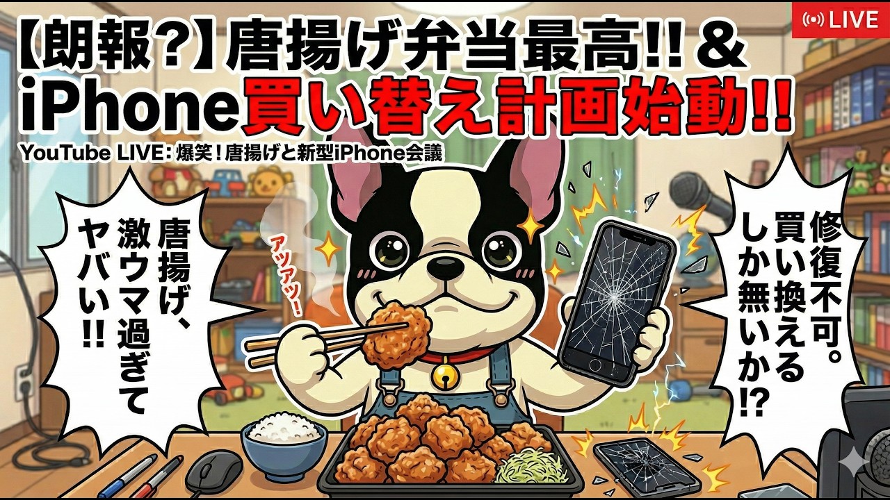 iPhone15がios26にぶっ壊された件などを、ほぼ静岡限定のハッピーグルメ弁当でお馴染みの【お弁当どんどん】45周年企画の50%増量からあげ弁当食べながら雑談