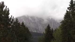 Amazing Latemar mountains of Dolomites by overcast weather