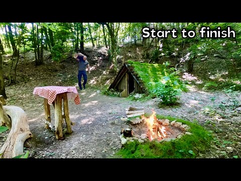 Alone Built a DUGOUT in the Forest from Start to Finish