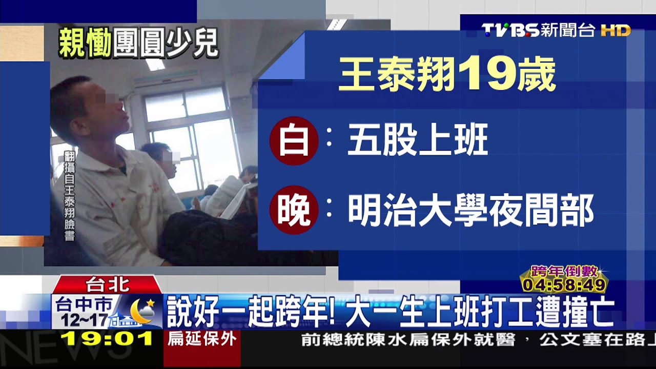 說好一起跨年！　大一生上班打工遭撞亡