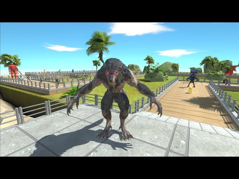 WERE WOLF  VS COLOSSAL TITAN VS GODZILLA DEATH RUN - Animal Revolt Battle Simulator