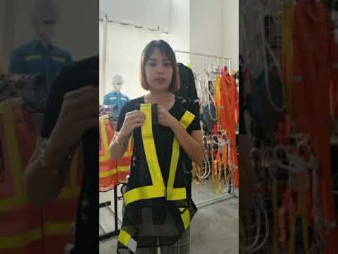SAFETY VEST V SHARPE BLACK NETTING C/W FLUORESCENT GREEN REFLECTIVE
