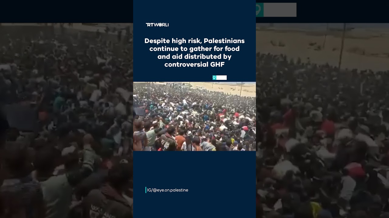 Palestinians gather for food, aid from ‘GHF’ despite risks