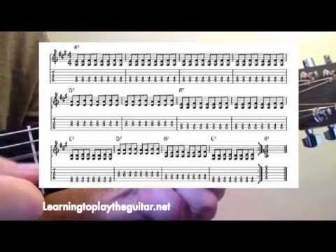 Spread Rhythm Pattern in a 12 Bar Blues in A