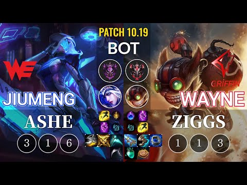 WE Jiumeng Ashe vs GRF Wayne Ziggs Bot - KR Patch 10.19