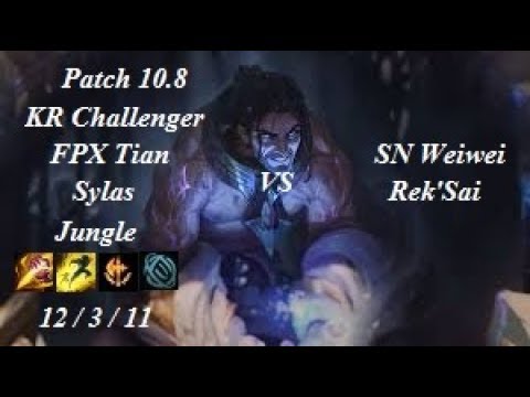 FPX Tian - Sylas Jungle vs Rek'Sai - SN Weiwei - KR Challenger 722 LP - Patch 10.8