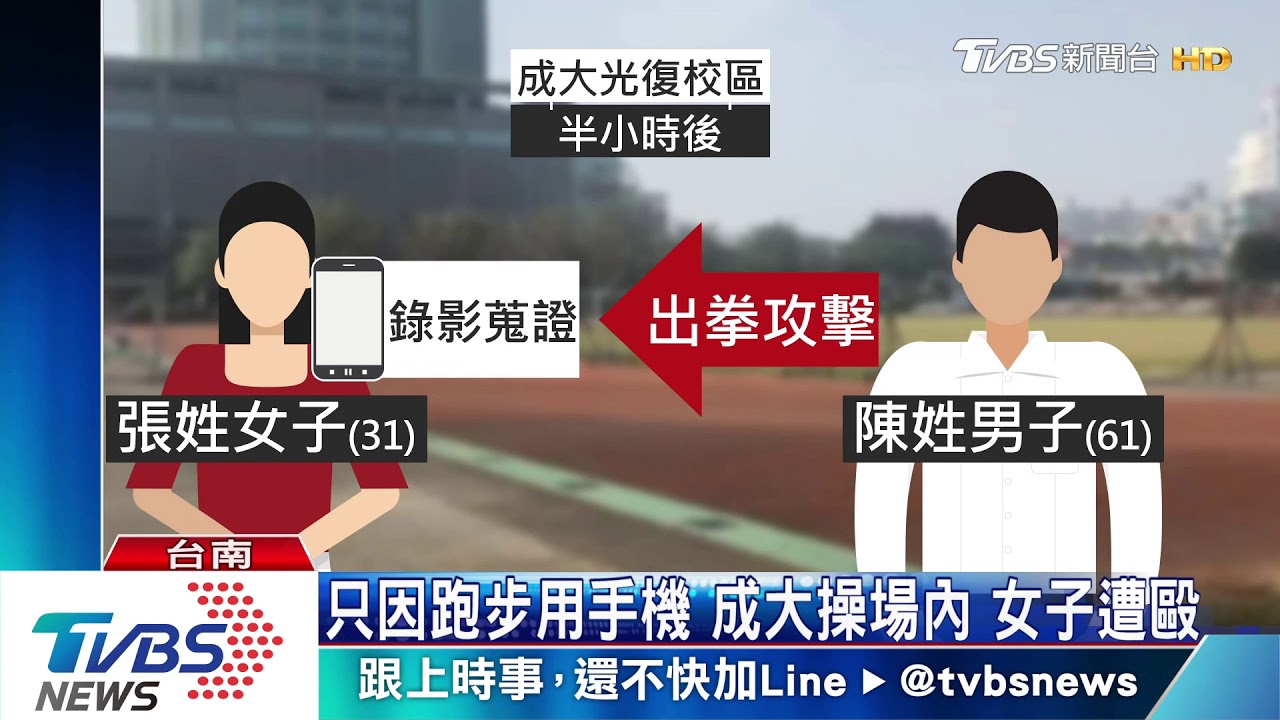 只因跑步用手機 成大操場內女子遭毆