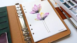 Let's paint easy, abstract, layered flowers in cute watercolor Travel Sketchbook