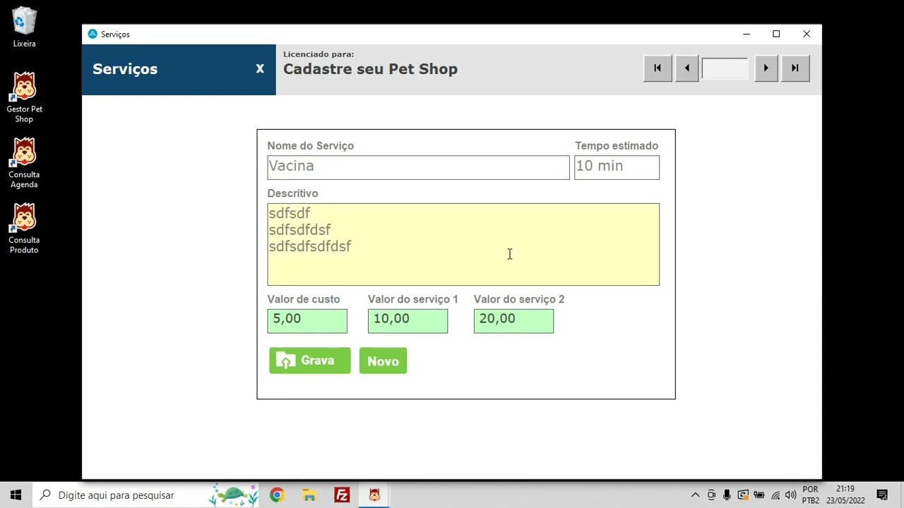 Cadastro de Serviços