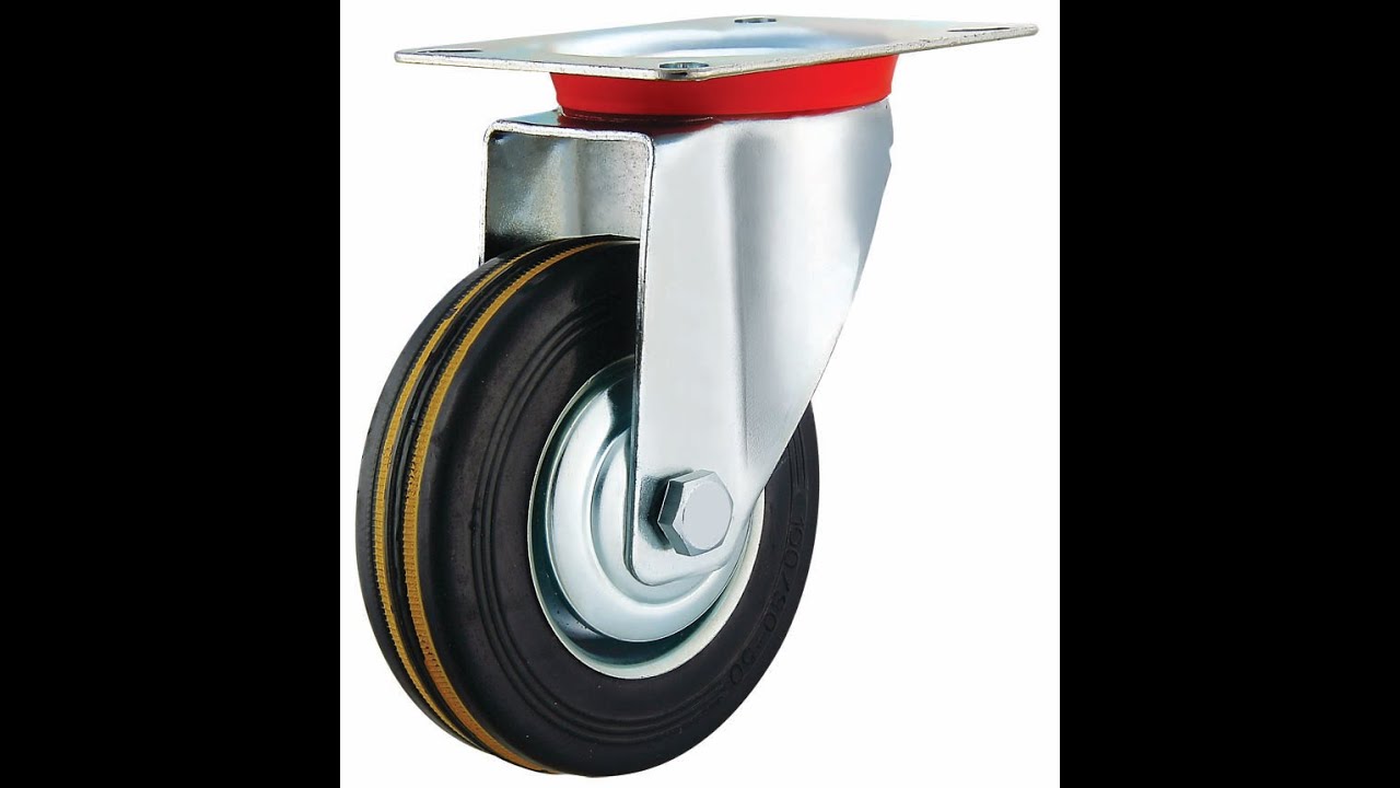 industrial black rubber caster with iron core with blue ring