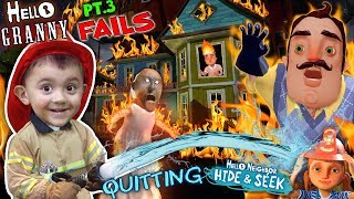 HELLO NEIGHBOR ON FIRE! Saved by Fireman Shawn (FGTEEV Part 3&#39;s of Hello Granny &amp; Hide &amp; Seek)