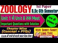 BSc 6th Semester Zoology 1st Paper Unit 1 To 8 Most Important Questions With Solution 6th Semester