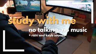 1hr study w/ me 🧑‍💻 // with 5 min break [real time, no music or talking + gentle rain 🌧 ]