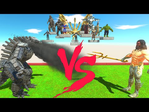 MechaGodzilla 2021 vs The Avengers #1 | Fighting With Aquaman - Animal Revolt Battle Simulator