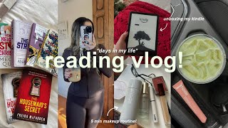 VLOG!🍵 cozy reading vlog, makeup routine, kindle unboxing, & reaching my reading goal!