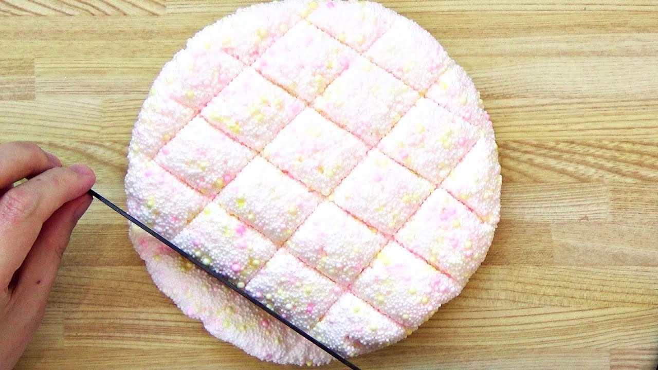 【ASMR】材料入れすぎスライムを切る音#1【マイクロ発泡ビーズ編】【つぶつぶスライムを切る】