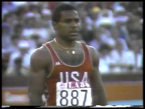 1984 Olympics Men's 100m Competition With Carl Lewis With Broadcasters Al Micheals And O J Simpson