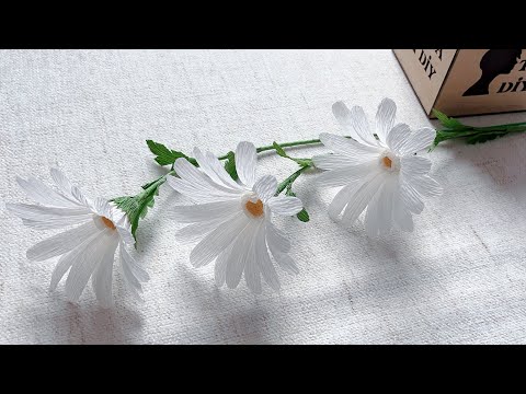 How to make crepe paper chamomile flower - Paper crafts flowers
