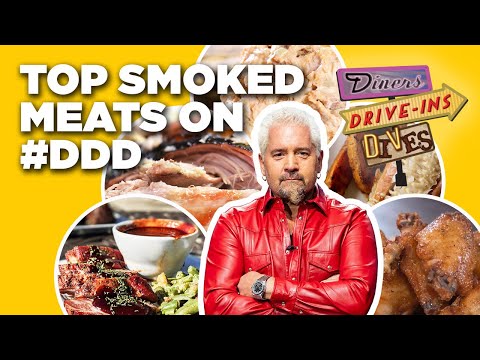 Top 10 #DDD Smoked Meat Videos with Guy Fieri | Diners, Drive-Ins and Dives | Food Network