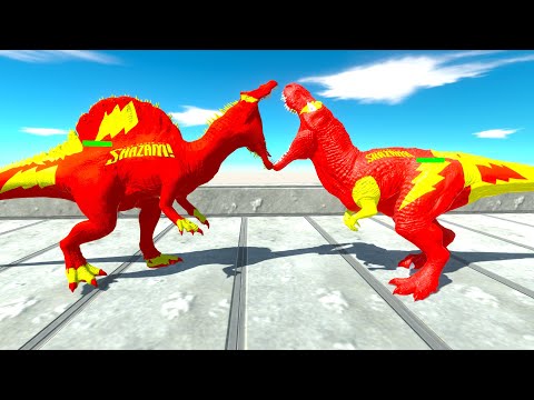 SHAZAM T-REX vs SHAZAM SPINO DEATH RUN - Animal Revolt Battle Simulator ARBS