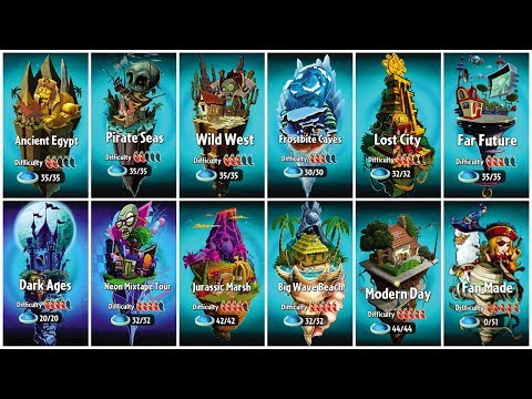 Plants vs Zombies 2 All Plants Power Up vs All Zomboss Fight - All Worlds Challenge!