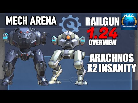 Guardian X2 Railgun build!! GODLIKE, Railgun MR8 Killshot, Arachnos [1.24 Overview] - Mech Arena