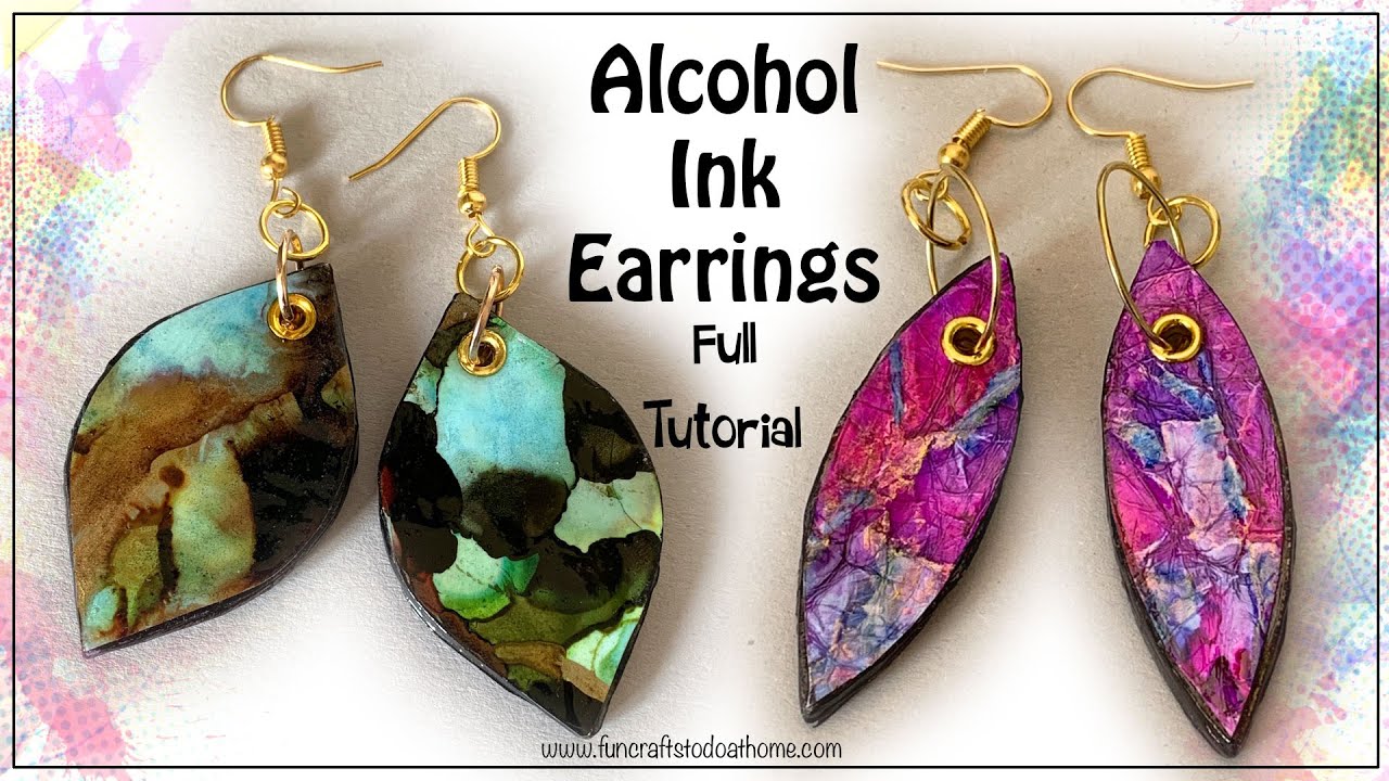 Alcohol Ink Earrings - Full Alcohol Ink Tutorial Plus Free Designs