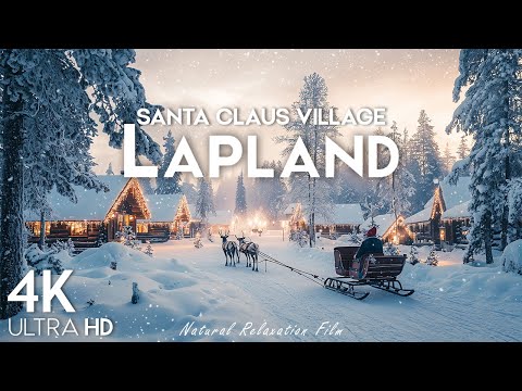 Winter Lapland, Finland 4K UHD ❄ Santa Claus Village ❄ Scenic Relaxation Film with Calming Music