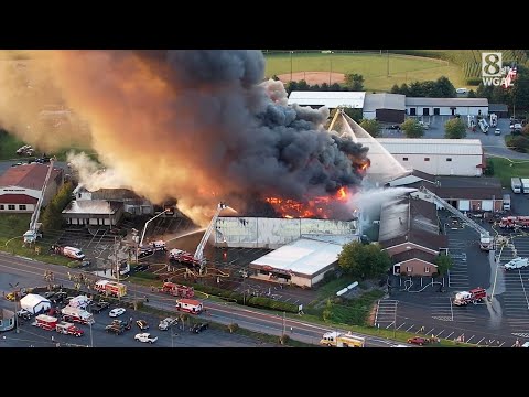 Drone video shows massive Weaver Nuts Company fire