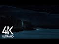 Waterfall and Ocean Waves Sounds for Sleep - 4K Icelandic Coastline - 8 HOURS Dark Version - Part #5