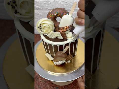 Chocolate drip donut ice cream cake decoration ideas #shortsfeed #cake #trending #chocolate #donuts