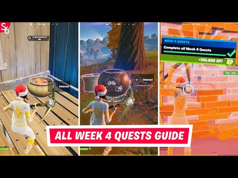 ALL Week 4 Challenges/Quests Guide! (Dance at Shrine, Find Basket) | Fortnite Battle Royale Season 5