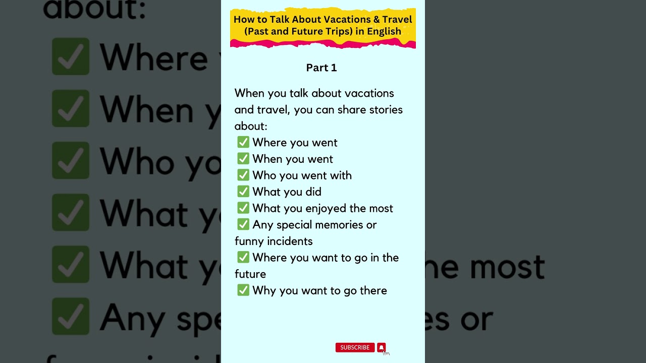 How to Talk About Vacations & Travel (Past and Future Trips) in English, Part 1