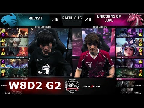 ROCCAT vs Unicorns of Love | Week 8 Day 2 S8 EU LCS Summer 2018 | ROC vs UOL W8D2