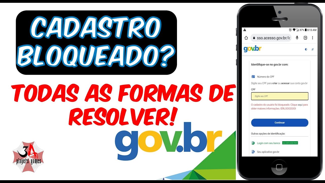 O cadastro de usuário foi bloqueado! Como resolver!