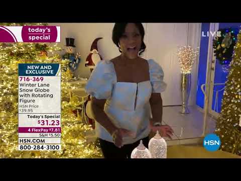 Winter Lane Snow Globe with Rotating Figure