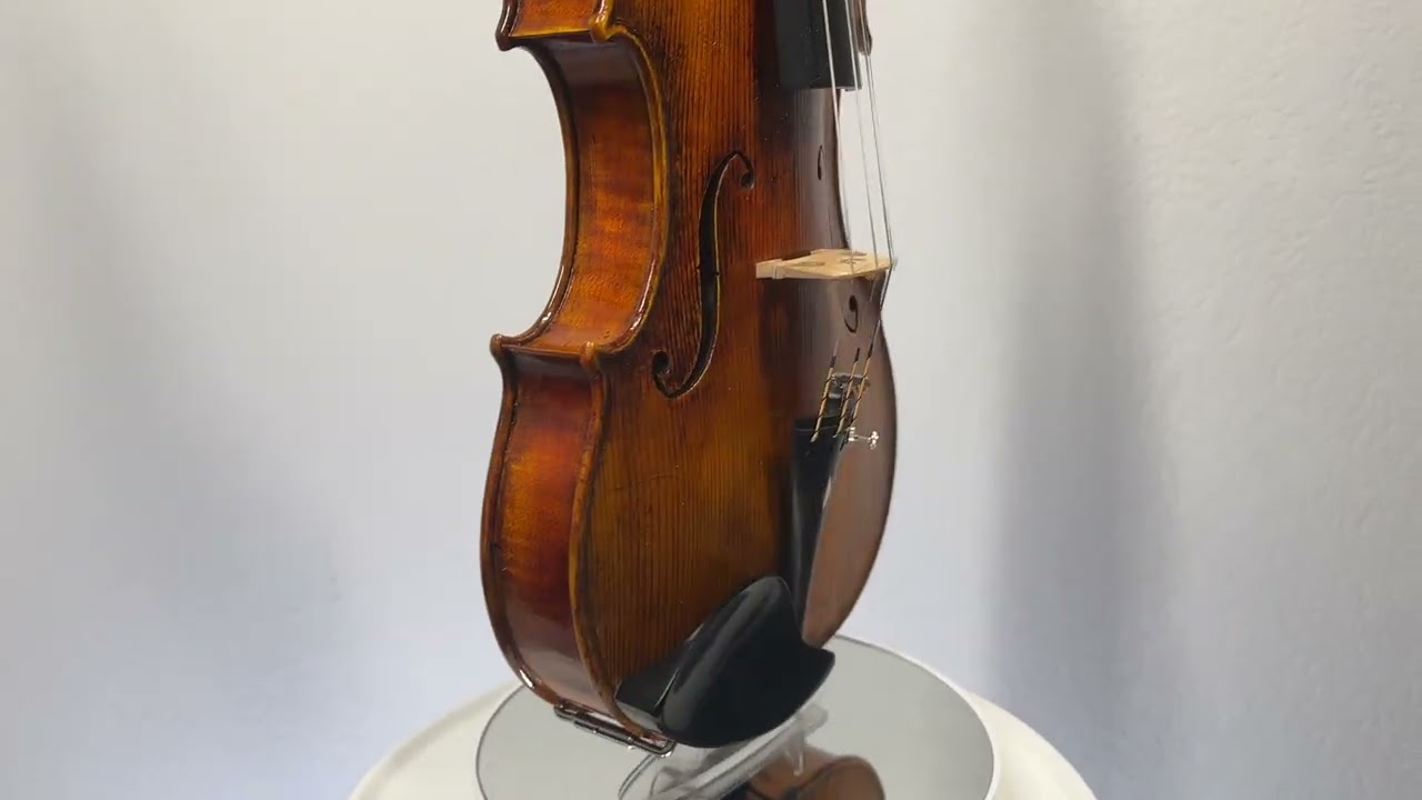 360 View of Bench Made by Ivan of Bonev Violin #72 Fine violin Advanced Plus to professional