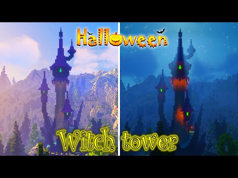Build witch tower in minecraft halloween