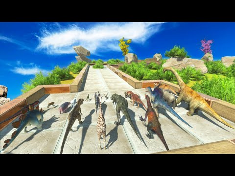 Run Dinosaur and Animals Speed Race On Grassy and Bomb Tracks - Animal Revolt Battle Simulator