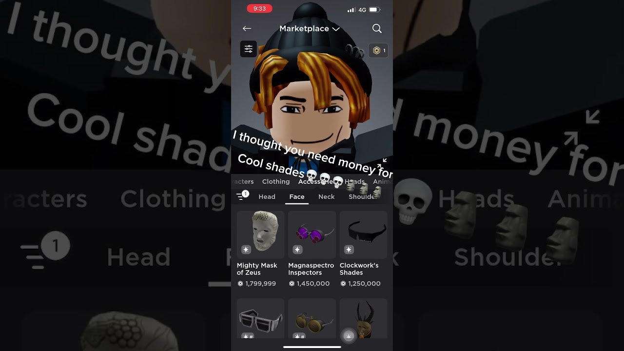 I thought you need money for cool shades 💀💀💀 #roblox