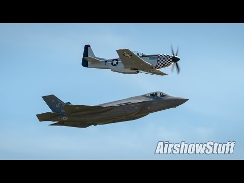 F-35/P-51 Flybys and Heritage Flight - Melbourne Air and Space Show 2017