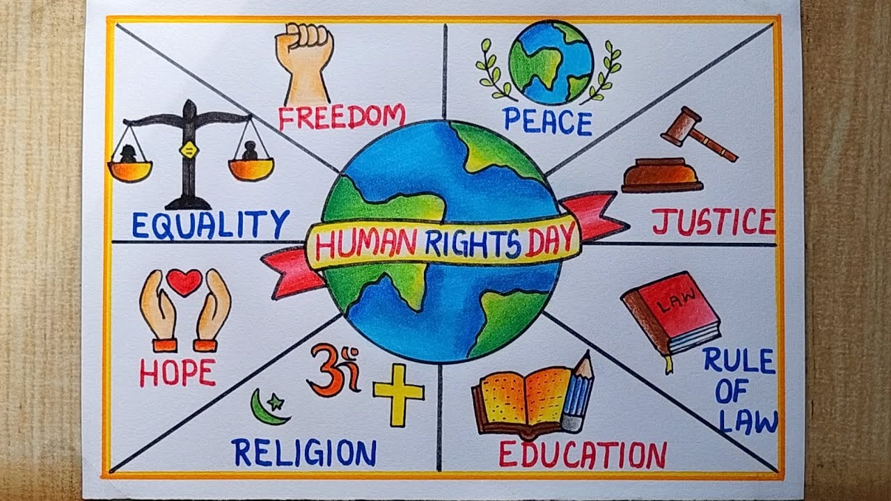 Human Rights Day Poster drawing easy,10th Dec| How to draw Human Right Day drawing| Law Day drawing