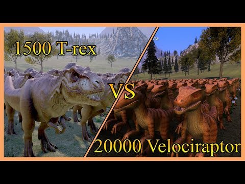 JURASSIC WORLD 1500 T-rex vs 20000 Velociraptor -  Dinosaurs Battle-  Ultimate Epic Battle Simulator