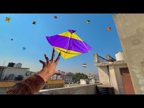 Kite looting on Roof & kite fighting | kite catching | patang | kite 