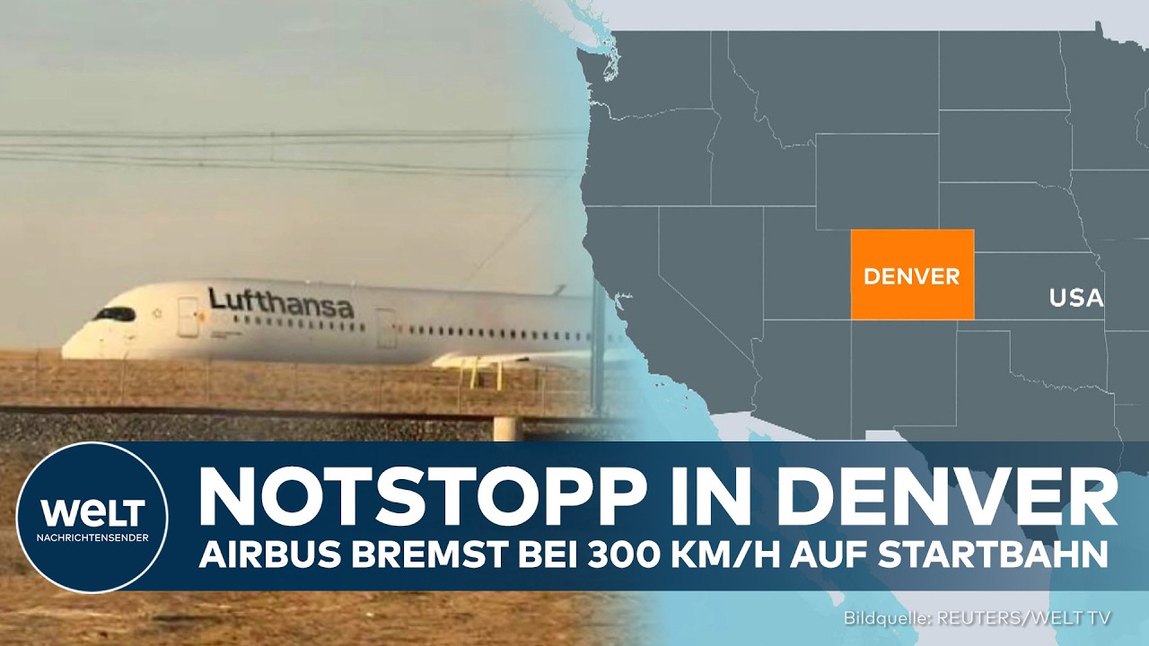 DENVER: Lufthansa-Airbus bremst bei 300 km/h auf Startbahn abrupt ab – 314 Passagiere sind am Bord