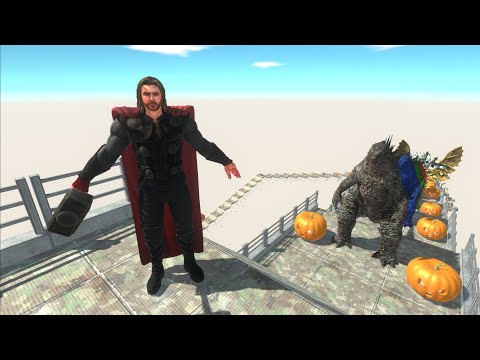 THOR VS GHIDORAH DEATH FALL HALLOWEN  - Animal Revolt Battle Simulator